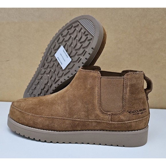 New KOOLABURRA BY UGG EASSON SUEDE FUR CHELSEA BOOTS SHOES Brown MEN'S  Size 8 - Picture 1 of 9